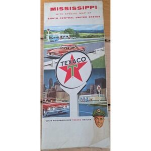 Vintage 1960s Texaco Mississippi Travel Map